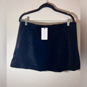 WeWoreWhat Faux Fur Mini Skirt | Size 12 | Black | NWT